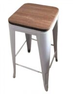Tabouret haut blanc et bois